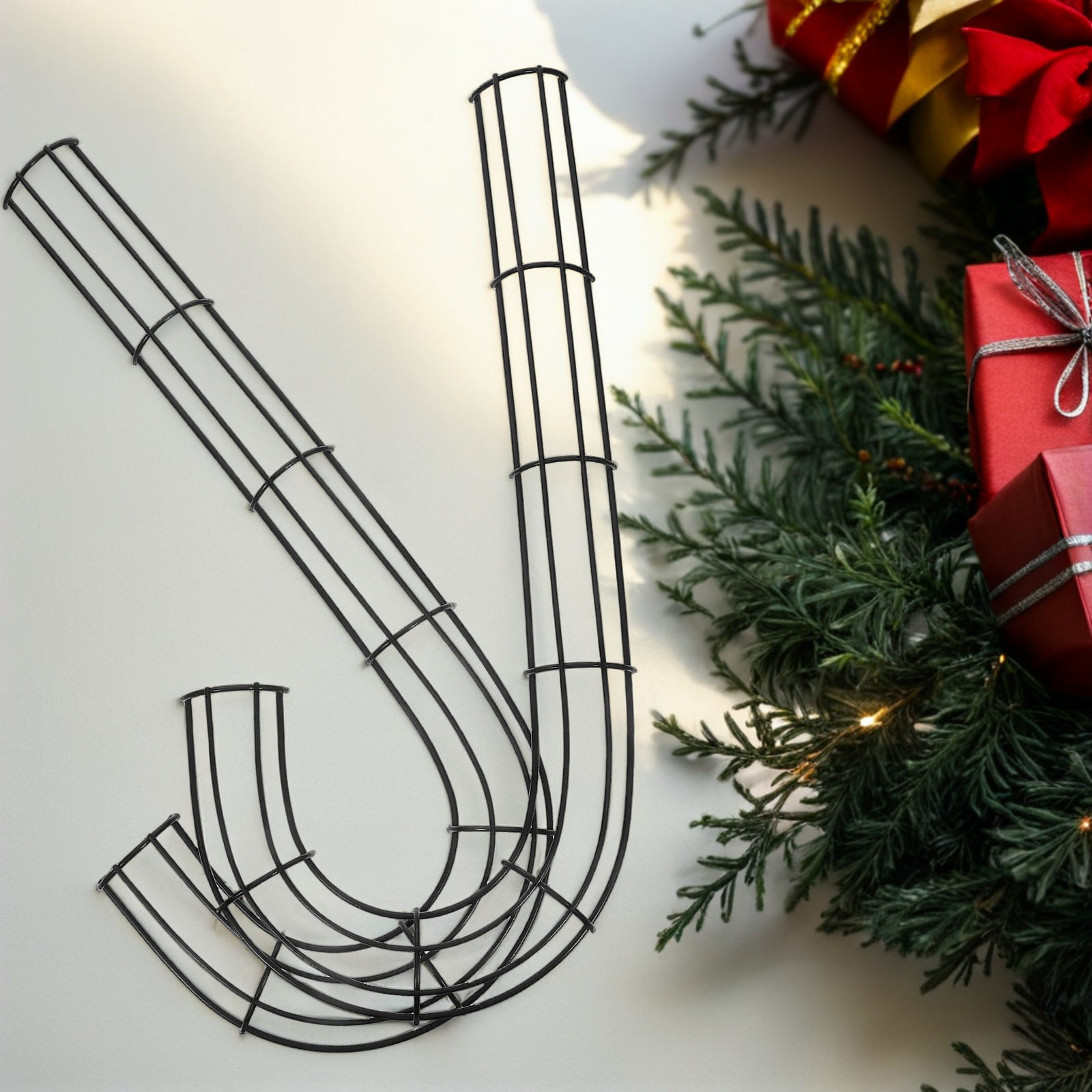 2Pcs Christmas J Shape Wreath  - Wreath Form Wire ulasan dan harga