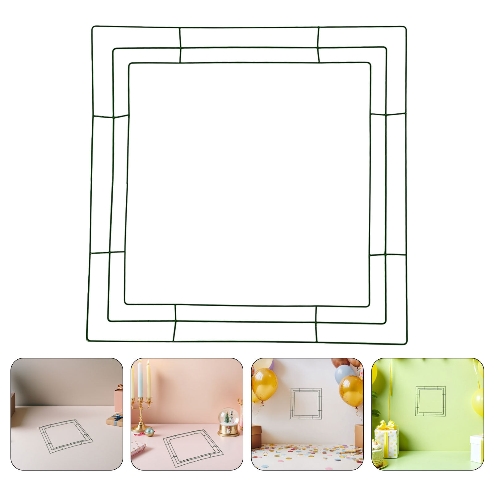 Square Wreath Frame Floral Hoo - Wreath Form Wire ulasan dan harga